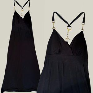 Black jersey long summer dress